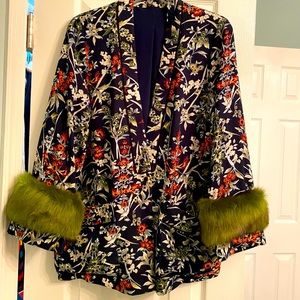 Zara Smoking Coat with fur detail